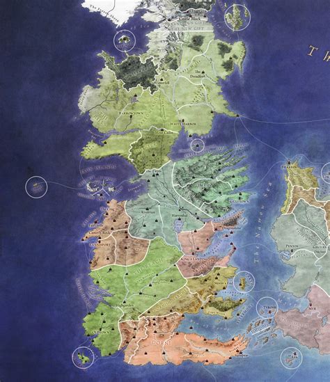 MAP of the Seven Kingdoms in Game of Thrones